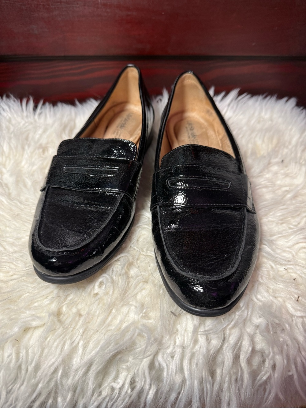 Life Stride Black Patent Leather Penny Loafers